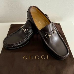 Authentic Gucci Horse Bit Brown Loafers 8 B Dress Shoes Slip-On
